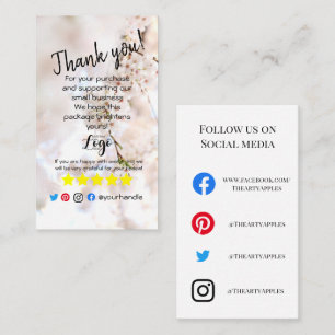 ADD YOUR LOGO thank you order insert pink blossom