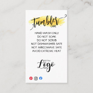 ADD YOUR LOGO TUMBLER CARE CARDS