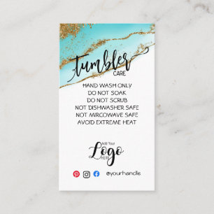 ADD YOUR LOGO TUMBLER CARE CARDS vinyl business