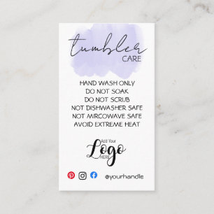 ADD YOUR LOGO TUMBLER CARE CARDS vinyl business