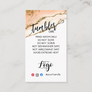 ADD YOUR LOGO TUMBLER CARE CARDS vinyl business