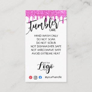 ADD YOUR LOGO TUMBLER CARE CARDS vinyl business