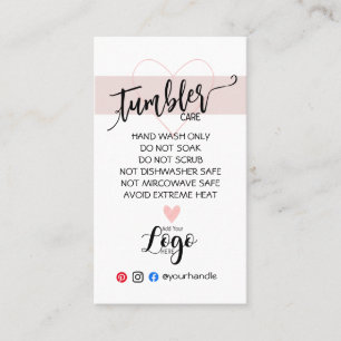 ADD YOUR LOGO TUMBLER CARE CARDS vinyl business