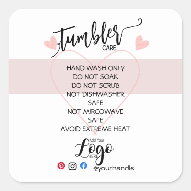 ADD YOUR LOGO TUMBLER CARE Sticker vinyl business (Front)