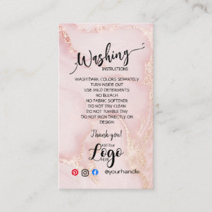 ADD YOUR LOGO washing instructions CARE CARDS