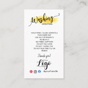 ADD YOUR LOGO washing instructions CARE CARDS