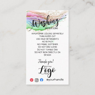 ADD YOUR LOGO washing instructions CARE CARDS