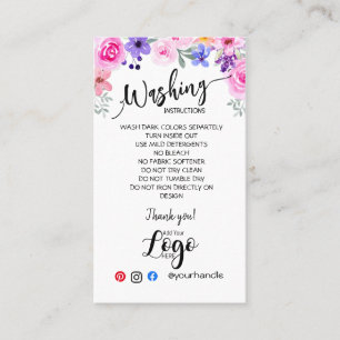 ADD YOUR LOGO washing instructions CARE CARDS