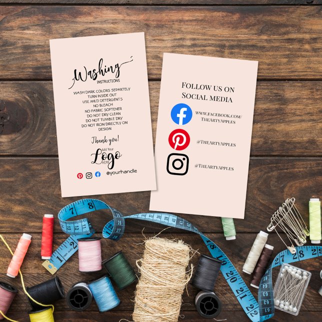ADD YOUR LOGO washing instructions CARE CARDS (Creator Uploaded)