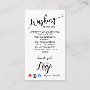 ADD YOUR LOGO washing instructions CARE CARDS