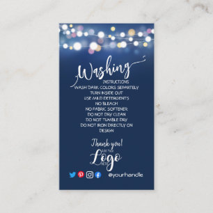 ADD YOUR LOGO washing instructions CARE CARDS blue