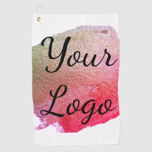 add your logo website pink green golden simple min golf towel
