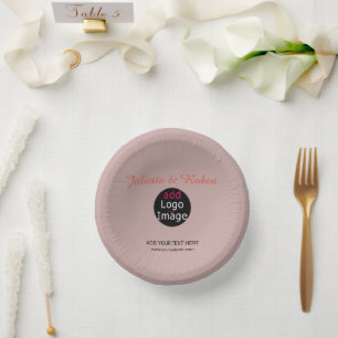 Add Your Logo Wedding Dusty Rose Hue Art   Paper Plate
