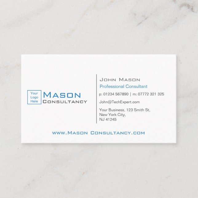 Add Your Logo White and Blue - Business Card (Front)