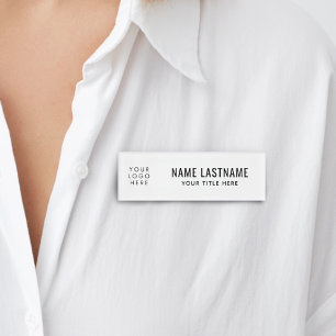Add Your Logo White Clean Basic Simple Title Name Tag