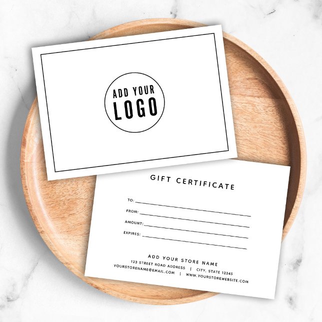 Add Your Logo with Black Border Gift Certificate (Creator Uploaded)