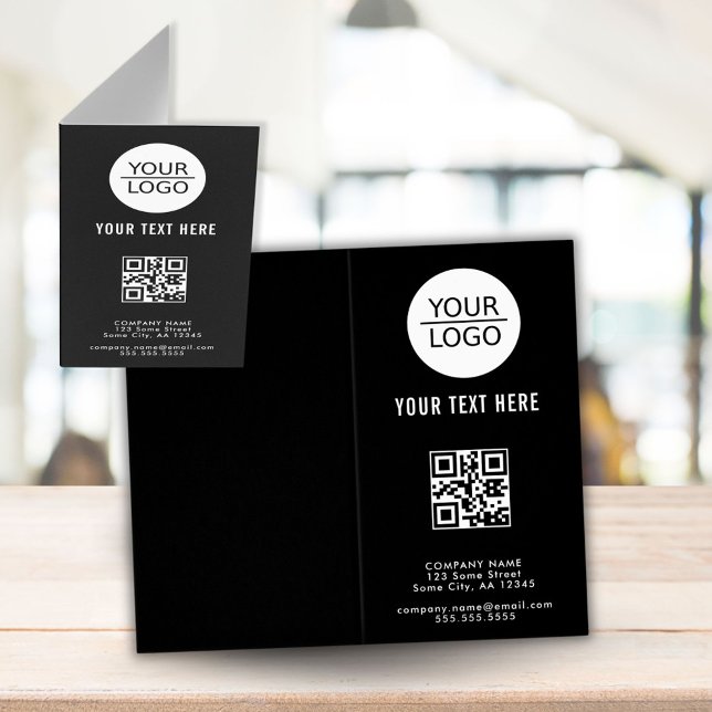 Add your Logo with Custom Text Promotion Black Business Card (Creator Uploaded)