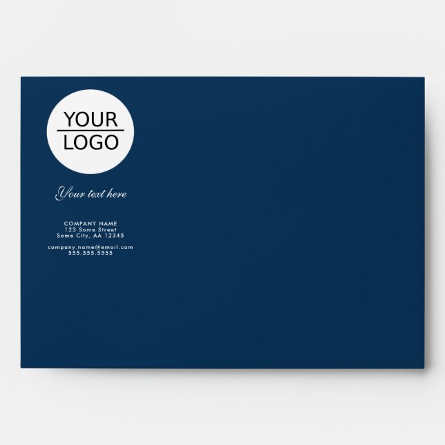 Add your Logo with Custom Text Promotion Blue Envelope (Front)