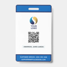 Add Your  Logo with QR Code Blue Corporate