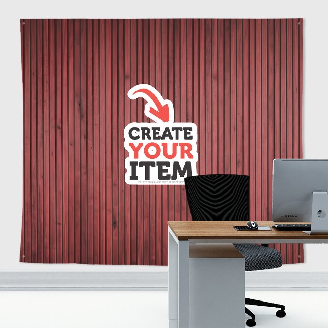 Add your logo Wood panels Zoom Backdrop Red Tapestry (Wood panels tapestry decor: add your logo or use it without logo. Add texts with the Editor Tool!)