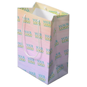 Add Your Logo, Yellow Pink & Purple Brushed Steel Medium Gift Bag