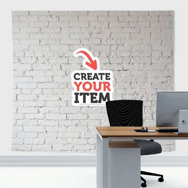 Add your logo Zoom Backdrop Wall Bricks White Tapestry (White bricks tapestry decor: add your logo or use it without logo. Add texts with the Editor Tool!)