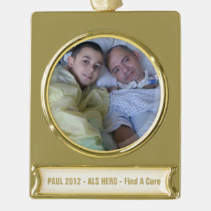 Add your loved one & text Banner  Gold Plated Gold Plated Banner Ornament