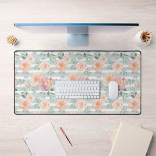 Add Your Monogram   Alicia Rose Stripe Pattern Desk Mat