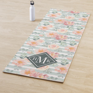 Add Your Monogram   Alicia Rose Stripe Pattern Yoga Mat