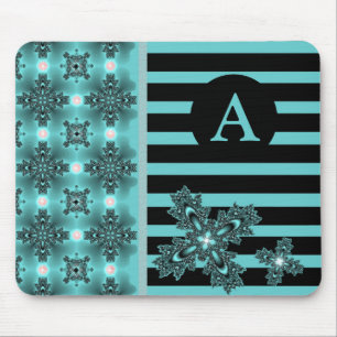 Add Your Monogram Artdeco Flowers in Retro Style Mouse Mat