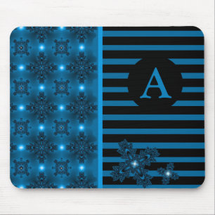 Add Your Monogram Artdeco Flowers in Retro Style Mouse Mat