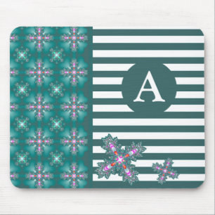 Add Your Monogram Artdeco Flowers in Retro Style Mouse Mat