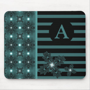 Add Your Monogram Artdeco Flowers in Retro Style Mouse Mat