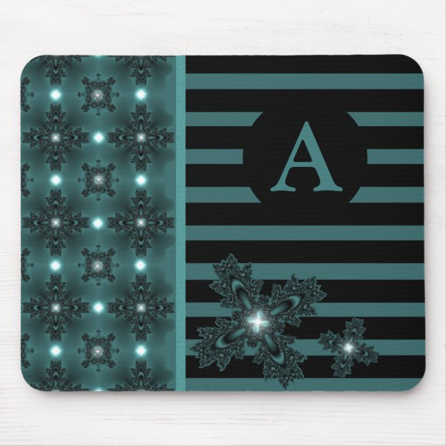 Add Your Monogram Artdeco Flowers in Retro Style  Mouse Mat (Front)