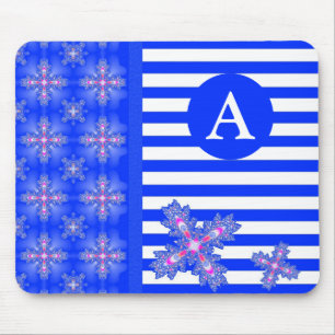 Add Your Monogram Artdeco Flowers in Retro Style Mouse Mat
