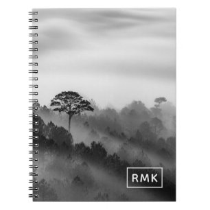 Add Your Monogram   Big Tree in Pine Forest Notebook