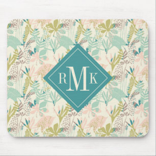 Add Your Monogram Modern Floral Pattern Mouse Mat