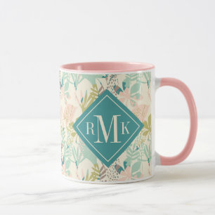 Add Your Monogram   Modern Floral Pattern Mug