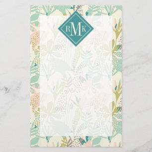 Add Your Monogram   Modern Floral Pattern Stationery