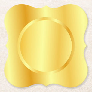 Add Your Monogram Text Faux Gold Metallic Look Paper Coaster