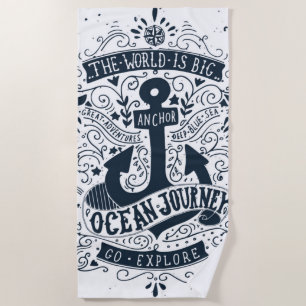 Add Your Monogram   The World Is Big - Go Explore Beach Towel