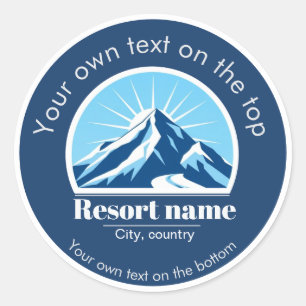 Add your mountain or ski resort name classic round sticker