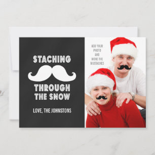 Add Your Moustaches Funny Photo Christmas Holiday Card