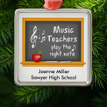 Add Your Music Teachers Name  Metal Tree Decoration<br><div class="desc">Celebrate the music teacher in your life with our customizable "Music Teachers Play the Right Note" ornament! Featuring a stylish blackboard theme with a treble clef and music notes, this ornament is a perfect way to show your appreciation during the holiday season. Personalize it with a name, date, or special...</div>