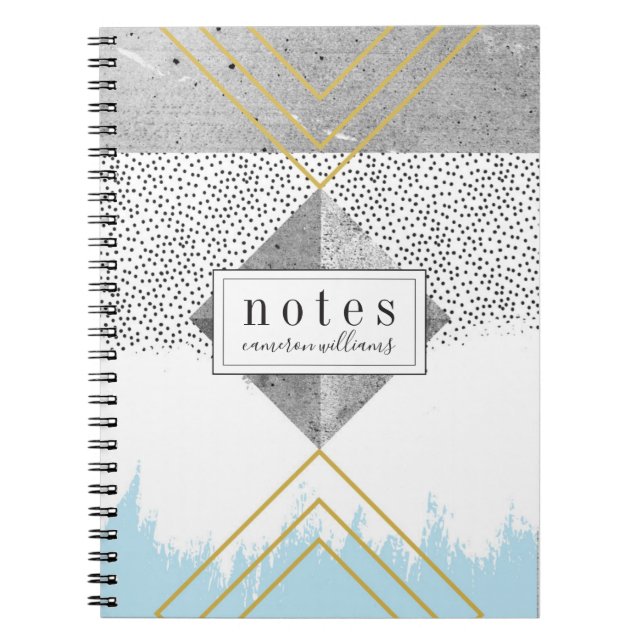Add Your Name | Abstract Modern Design Notebook (Front)