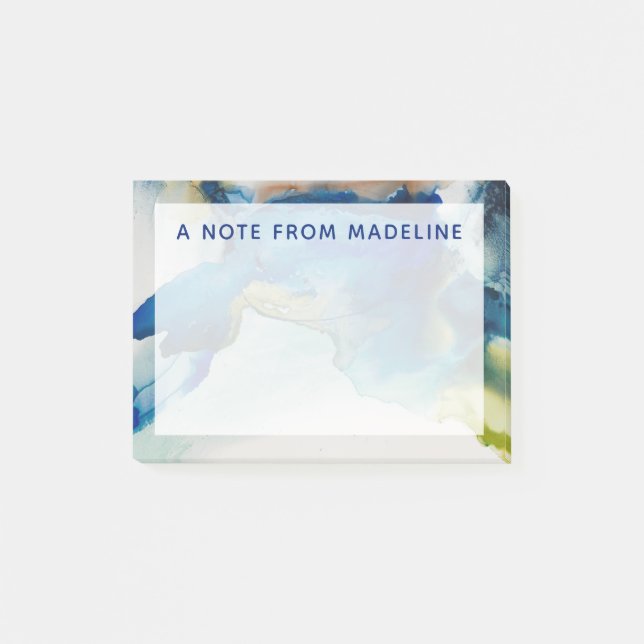 Add Your Name | Abstract Terrain - Blue Post-it Notes (Front)