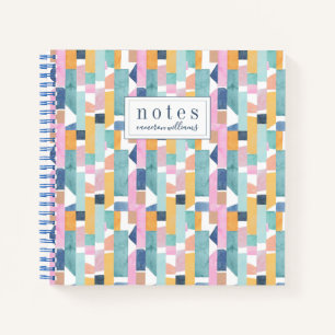 Add Your Name Abstract Watercolor Shape Pattern Notebook