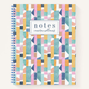 Add Your Name Abstract Watercolor Shape Pattern Notebook