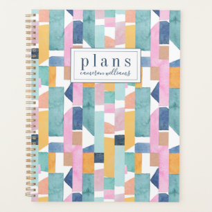 Add Your Name   Abstract Watercolor Shape Pattern Planner