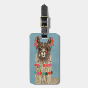 Add Your Name Adorned Llama - Brown Luggage Tag